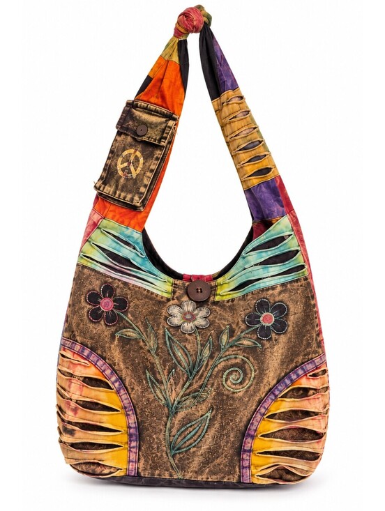 Handbags - Boho Patchwork Hobo Bag Embroidered Hippie Shoulder Purse Handcrafted Nepal